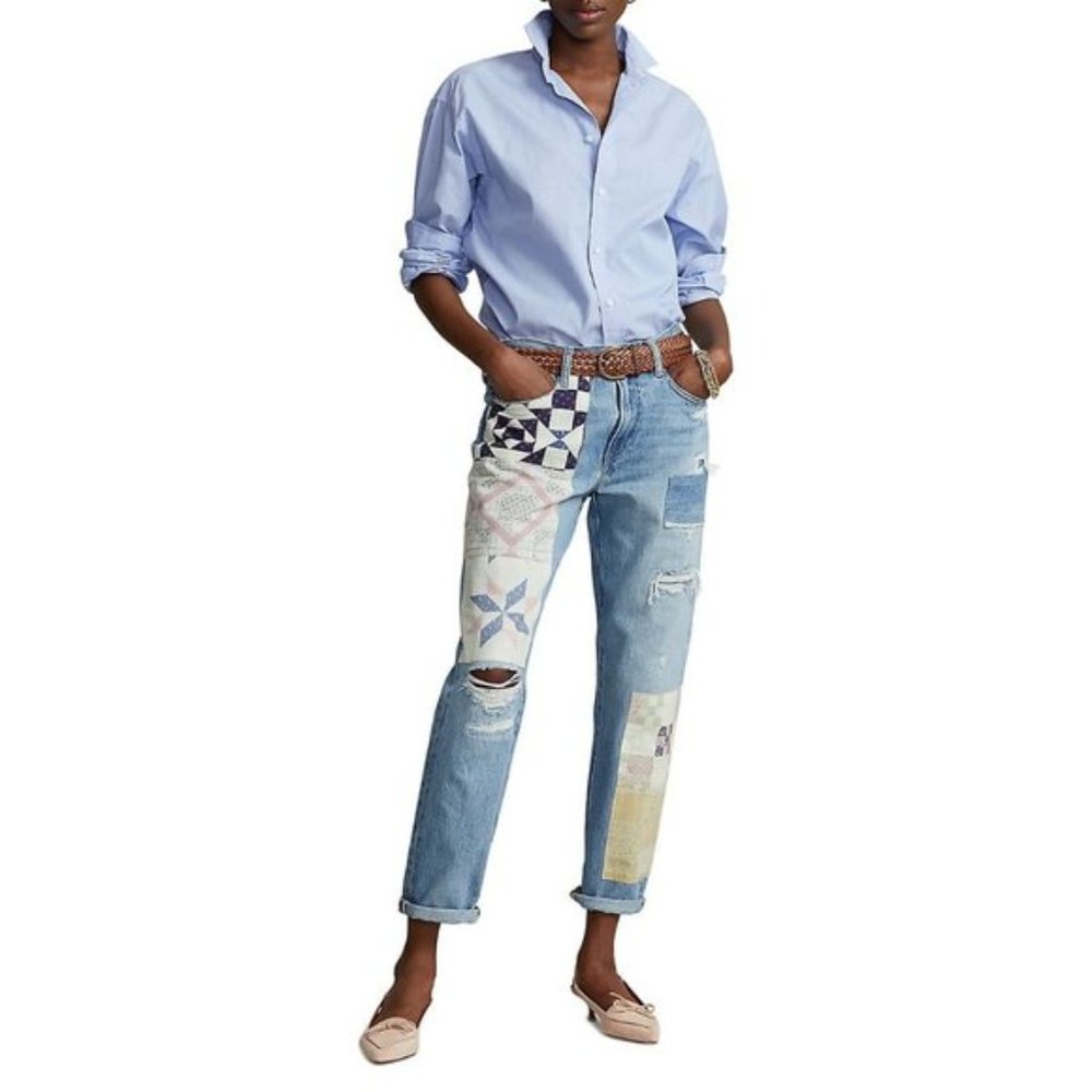 Polo by Ralph Lauren Light Blue Patchwork Boyfriend Jeans